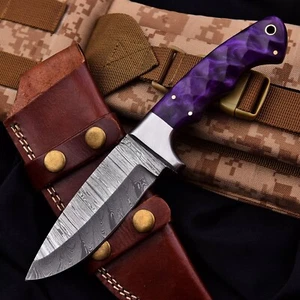 SHARD Custom Hand Forged Damascus Steel Hunting Tactical Skinner Knife W/SHEATH - Picture 1 of 5