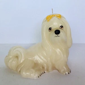 Vintage 1960s 70s Adorable Maltese Decorative Candle Figurine White Hair Dog HTF - Picture 1 of 7
