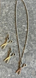 SCISSORS Jewelry Beauty Shop Hair Stylist Necklace & Earring Set graduation set - Bild 1 von 3