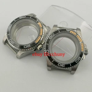40mm sapphire Watch Case Black Orange Ceramic Bezel Fit NH35 NH36 Movement - Picture 1 of 7