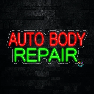 Auto Body Repair LED Neon Sign 24"L x 10"H #32034 - Image 1 of 3