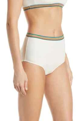 Parte inferior de bikini retro cintura alta con ribete arco iris segunda onda MADEWELL (talla L) Foto 1 de 4