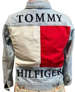 Chaqueta de mezclilla Tommy Hilfiger logotipo bandera grande lavado a la piedra talla XS para hombre mujer S/M? - Imagen 1 de 18