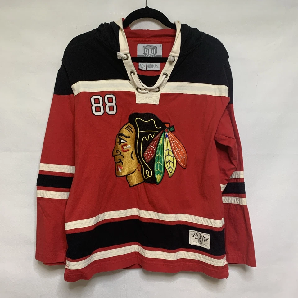 NHL Chicago Blackhawks Old Time Hockey Embroidered Hoodie Youth Large #88 Kane - Image 1 of 4