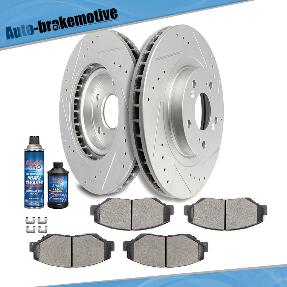 ROTORES DE FRENO RANURA TALADRO DELANTERO PASTILLAS DE CERÁMICA PARA HONDA CIVIC SI 2005-2015 2,4 L Foto 1 de 1
