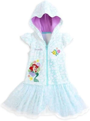 Disney Store Talla 5/6 La Sirenita Ariel Traje de Baño Playa Terry Cubrir Foto 1 de 4