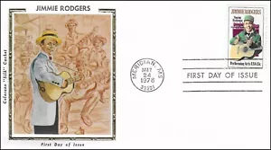 Jimmie Rodgers The Father of Country Music US Colorano 1755 Silk FDC 1978 - Picture 1 of 1