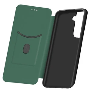 Housse pour Samsung S21+ Clapet Porte-carte Dragonne Effet Carbone vert - Photo 1 sur 6