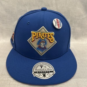 PITTSBURGH PIRATES TOPPS MITCHELL & NESS BLUE YELLOW FITTED MENS HAT SZ 7 1/4 - Picture 1 of 6