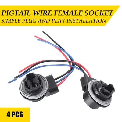 Set of 4 Pigtail Wire Female Socket 3157 S Two Harness Front Turn Signal Park US - Image 1 of 4