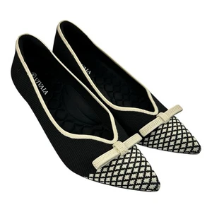 NEW - Vivaia Natasha tacchi a punta fiocco nero avorio taglia 39 US 8,5 - Foto 1 di 21