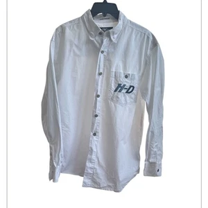 Harley Davidson Hemd Herren Weiß Spell Out Langarm Biker Größe L - Bild 1 von 8