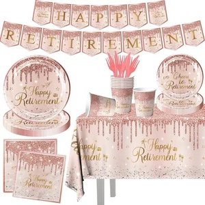 142pcs Pink Retirement Party Decorations Tableware Sets, Rose Gold Retirement... - Picture 1 of 6