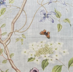 COLEFAX & FOWLER Haslemere bedrucktes Leinen alt blau Blumen Schmetterling Rest Neu - Bild 1 von 1