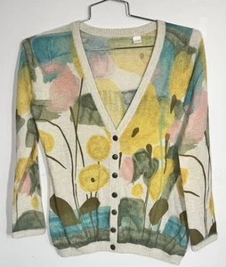 Anthropologie Women’s Abstract Floral Thin Cotton Cardigan Size S Spring Boho - Picture 1 of 8