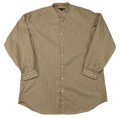 Camisa J Peterman Botón Delantero Cuello De Pie Manga Larga Para Hombre Mediana 47" Beige  Foto 1 de 4