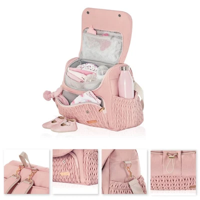 Hannah & Sophia Belle Convertible Baby Diaper Backpack & Bag in Pink New - Image 1 of 4