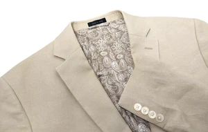 Lauren Ralph Lauren Herren 42R Paisley Gefüttert Leinen Off White Sport Mantel Jacke - Bild 1 von 13