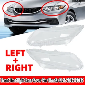 Per Honda Civic 9° 2012-2015 Copri Lente Faro Proiettore Anteriore Sinistro+Destro Trasparente - Foto 1 di 10