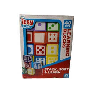 Itsy Tots 40pc Wooden Learning Blocks Stacking Sorting Educational Toy Ages 2+  - Picture 1 of 11