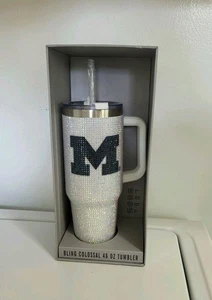 NIB Limited Edition Michigan Wolverines Rhinestone 46oz Tumbler W/ Straw New - Picture 1 of 6