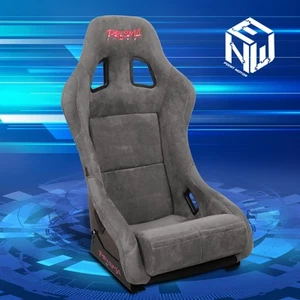 NRG FRP-303GM-PRISMA Medium Size Gun Metal Vegan Fixed Back Racing Bucket Seat - Picture 1 of 7