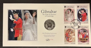 Gibraltar 2021 10th Wedding Anniversary, William & Kate,  + 50p Gibraltar Coin. - Picture 1 of 1