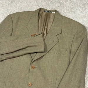 VTG Giorgio Armani Le Collezioni Brown Plaid Virgin Wool Blazer 42 Made in Italy - Picture 1 of 13