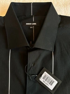 Jared Lang Mens Long Sleeve Dress Shirt, Black Stripe Grid Classic Dressy XL NWT - Picture 1 of 8
