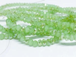 Apple Green quartz faceted rondelle beads 3x5mm. Iridescent green beads 12.5''. - Picture 1 of 4