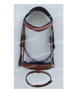 Tan / Brown Indian DD Leather Horse Bridle With Web Reins Set In 4 Sizes - Picture 1 of 8