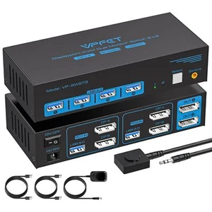 AILVLVNG KVM Switch 2PC 2 Monitor DP 8K@60Hz 4K@144Hz USB 3.0 + Controller - Bild 1 von 7