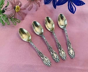 Set(4) Antique Gorham Sterling PARIS Demitasse Spoons Gold Washed Bowls, No Mono - Picture 1 of 5