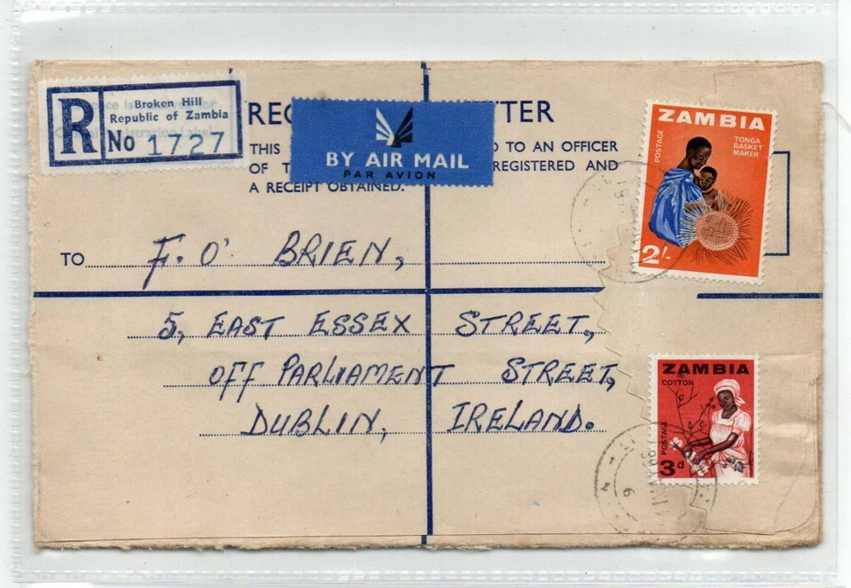 ЗАМБИЯ: 1966 заказная авиапочта обложка в Ирландию (C68995) - Изображение 1 из 1