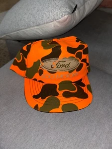 Vintage NEW Ford Snapback Hat Soo Motors Made In Usa Camo/Orange - Picture 1 of 5