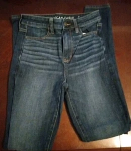 American Eagle Womens Size 4 X Long Jeans Dark Wash Stretch (S9/3) - Picture 1 of 3