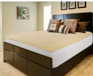 NEW Twin 100% Merino Wool & Cotton Reversible Mattress Pad Fits 20" by Naturally - Picture 1 of 8