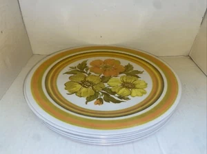 6 Floral Plastic Dinner Plates, 10", NHP, Vintage - Picture 1 of 2