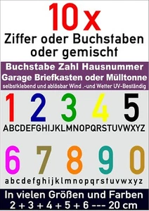 10x selbstklebende Ziffer Hausnummer in Folie geschnitten,kein Druck 2- 20 cm - Bild 1 von 3