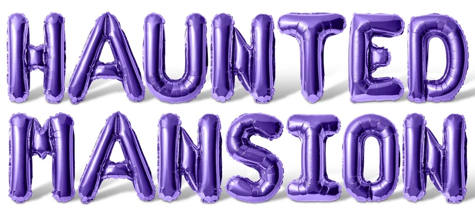 Banner globo con letras HAUNTED MANSION - HÁGALO USTED MISMO decoraciones de suministros para fiestas de Halloween Foto 1 de 4
