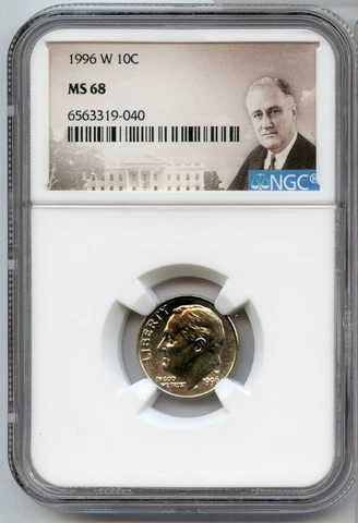 1996-W Roosevelt Dime NGC MS68 10c Coin Certified Graded West Point - JP389 Cover