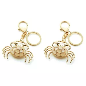 2Pcs Animal Keyrings Crab Pendant Metal Keychain Charm Keyring Holder for3801 - Picture 1 of 6