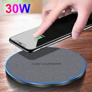 30W Wireless Charger Fast Charging Pad Mat For iPhone 15 Pro 14 13 Samsung S24+ - Picture 1 of 12