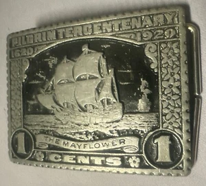 Vintage The Mayflower 1620 1920 Pilgrim Tercentenary Solid Pewter Gürtelschnalle - Bild 1 von 5