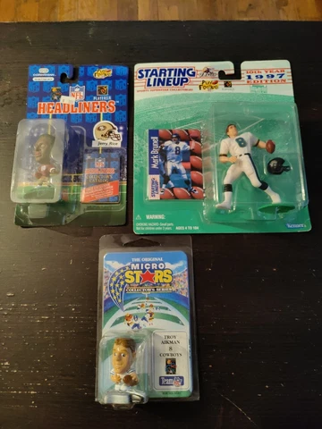 Lot Of 3 NFL Figures Aikman Rice Brunell New Sealed Cowboys 49ers Jags Cover