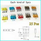 25Pcs Micro 3 Pins Blade Fuse Set For Ford Focus Mondeo Jeep 5A 7.5A 10A 15A 20A