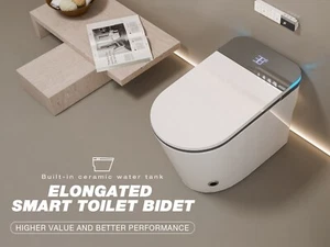 MEJE Luxury Smart Bidet Toilet, Auto Open and Close,Heated Seat,Remote Control - Picture 1 of 15