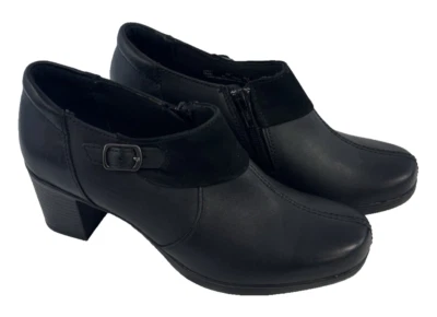 Botines Clarks Bendables Talla Cremallera Cuero Negro Tacón Bloque Para Mujer 6m Foto 1 de 4