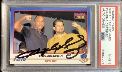Sugar Ray Leonard Signed 1991 Kayo #037 Boxing Card Welterweight PSA/DNA Auto 9 - Image 1 of 3