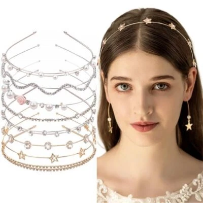 8PCS Crystal Headbands for Women Pearls & Rhinestone Fashion Hair Accessories - Image 1 of 4